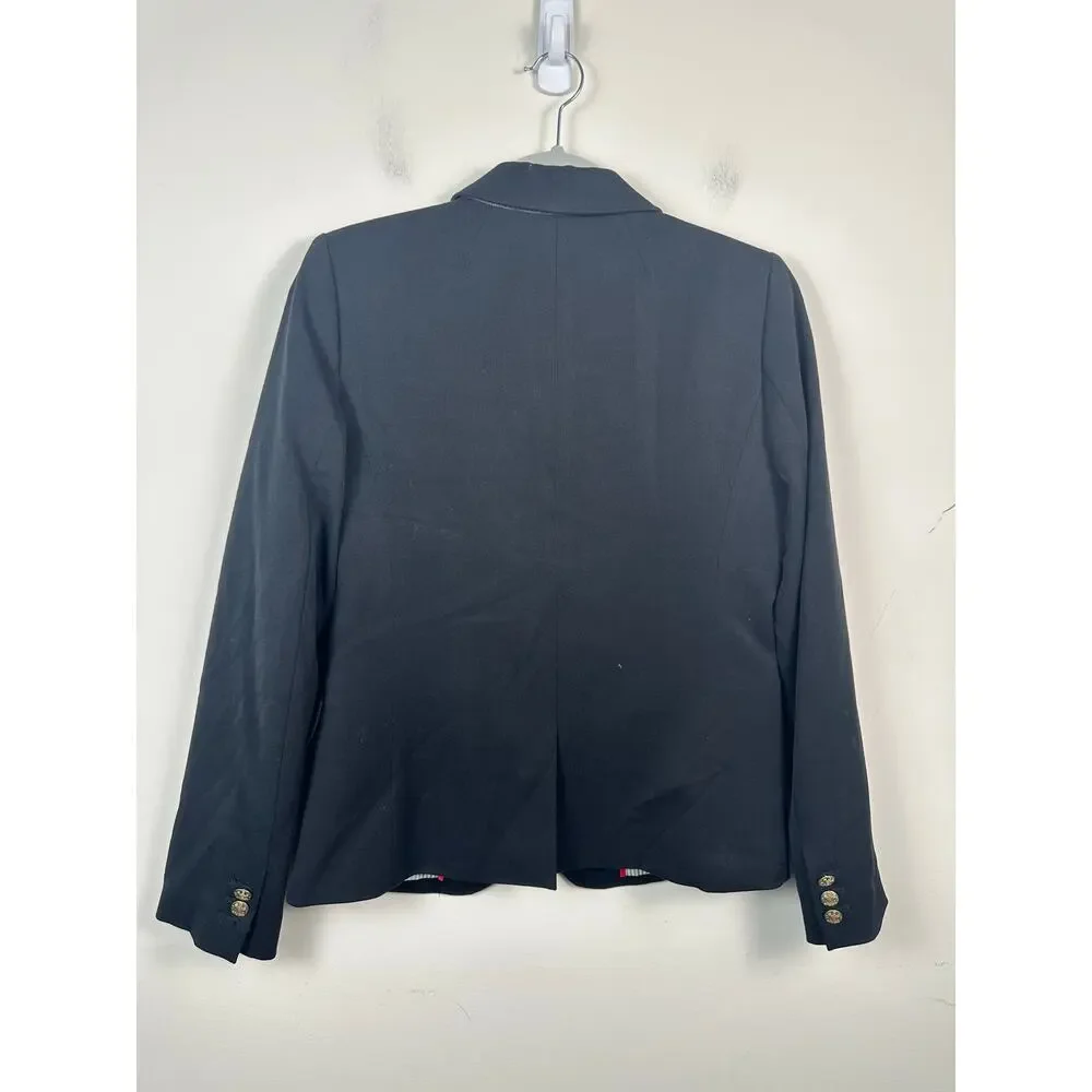 J.‎ Crew Two Button Blazer Black Gold Buttons Classic Size 4 EUC Factory